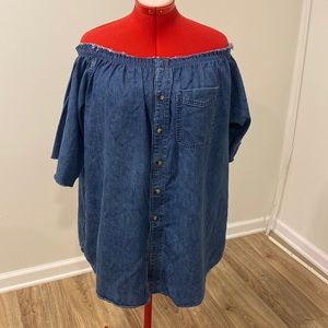 Worn Once! Off the shoulder denim urban outfitters dress.